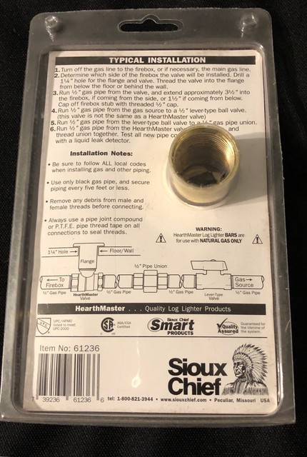Hearthmaster 1 2 Inch Gas Ball Valve Kit Sioux Chief New For Sale