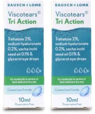 Viscotears Tri Action Preservative Free Eye Drops x2 Dry Eye Relief