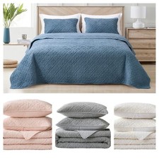 Chezmoi Collection Bethany 3pcs Floral Quilted Sherpa Blanket Coverlet Quilt Set