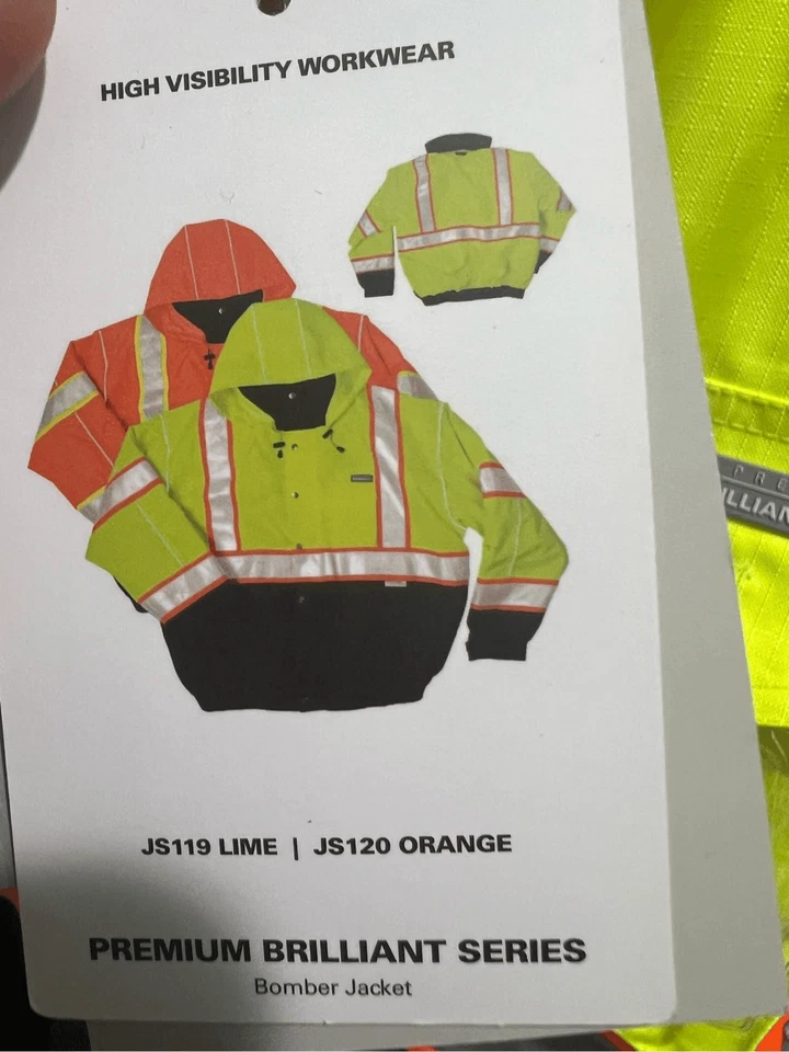 ML Kishigo Mens Jacket 2X Yellow Brilliant Series Reflective Double Zip - Image 3 of 4