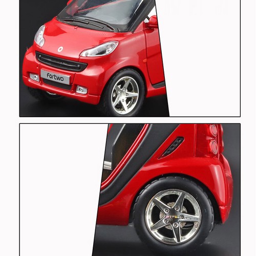 1:24 Smart ForTwo Model Toy Car Diecast Toy Vehicle Pull Back Light Sound Red - Picture 10 of 12