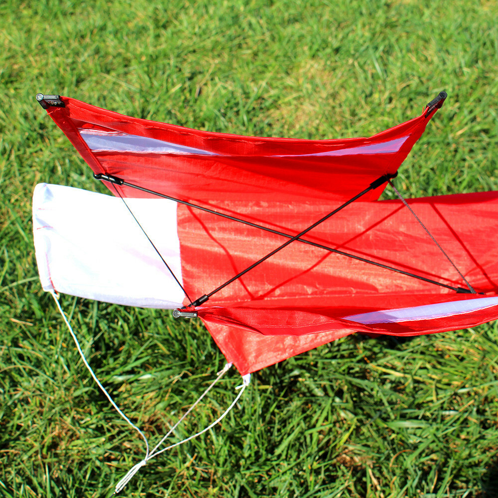 3D SingleLine Red White Kites Outdoor Fun Sports Beach Kite with Red Tail NEW eBay