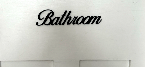 Black Bathroom Wall Sign Door Letters Wall Plaque White Wall New Home Decoration - Picture 7 of 14