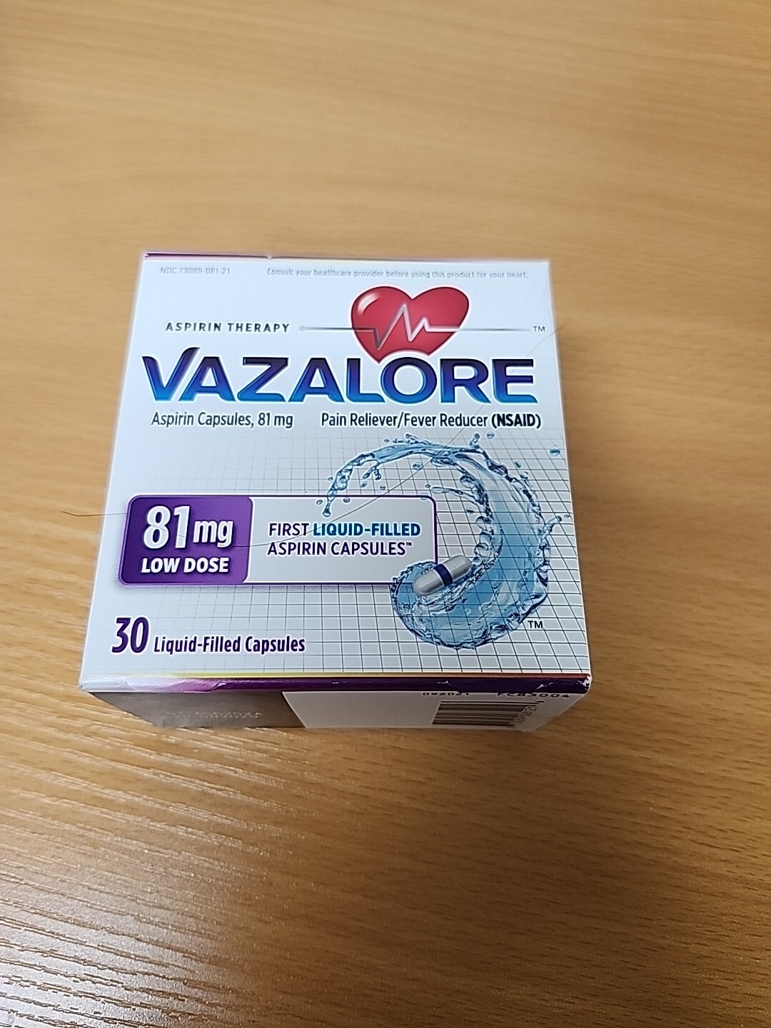 Vazalore Aspirin 81 Mg Low Dose Pain Treatment 30 Capsule 373089081216 eBay