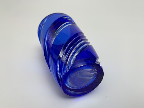 "Vaso/vaso vintage blu cobalto, design tagliato, cristallo francese 5 1/8" - Foto 12 di 14