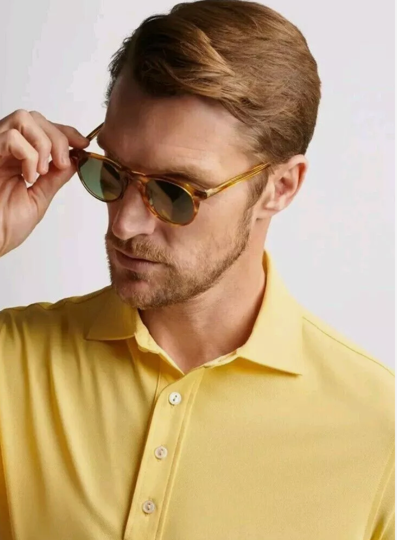 New PETER MILLAR XXL CROWN CRAFTED Yellow Sunflower SOUL MESH POLO Shirt 2XL SNF