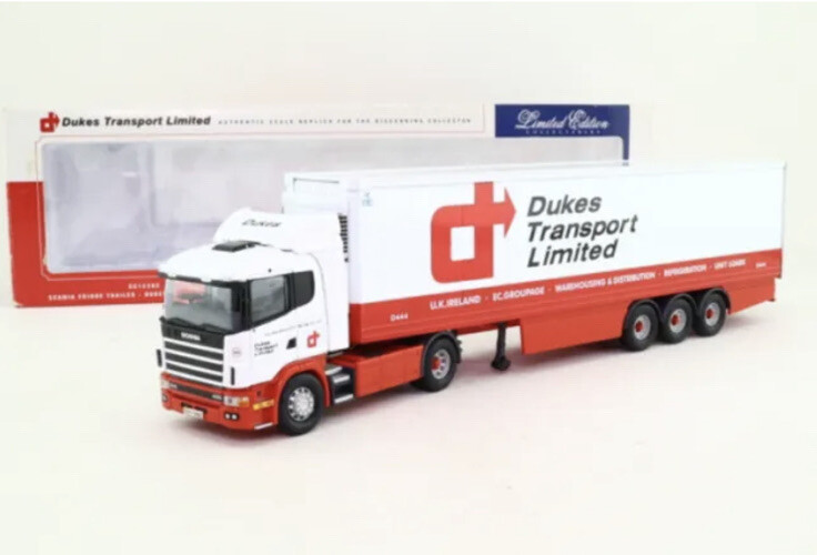 Corgi 1/50 Scale CC12202 - Scania Fridge Trailer Dukes Transport - Red/White NEW