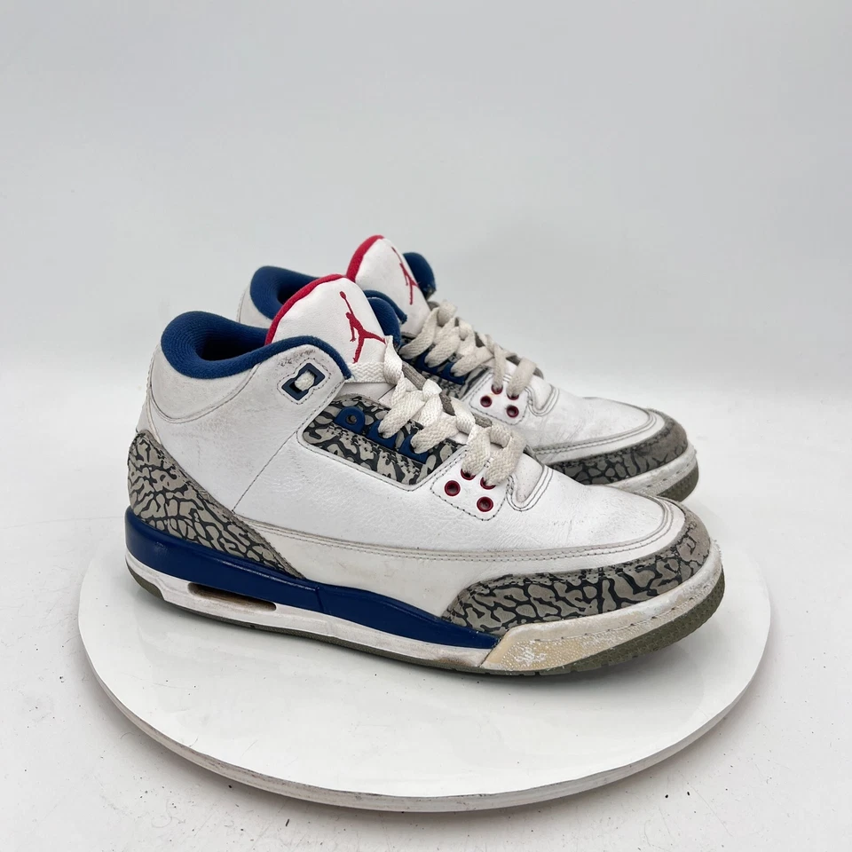 Nike Air Jordan 3 Retro Youth Size 7Y Women 8.5 854261-106 True Blue White Shoes - Image 4 of 4