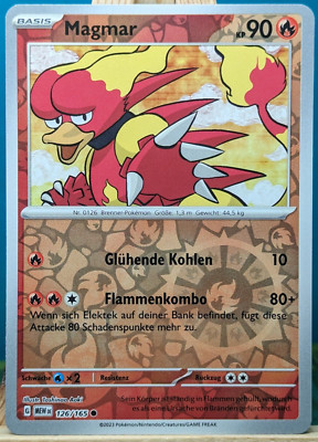 POKEMON - 151 - Magmar - 126/165 - REVERSE HOLO - deutsch