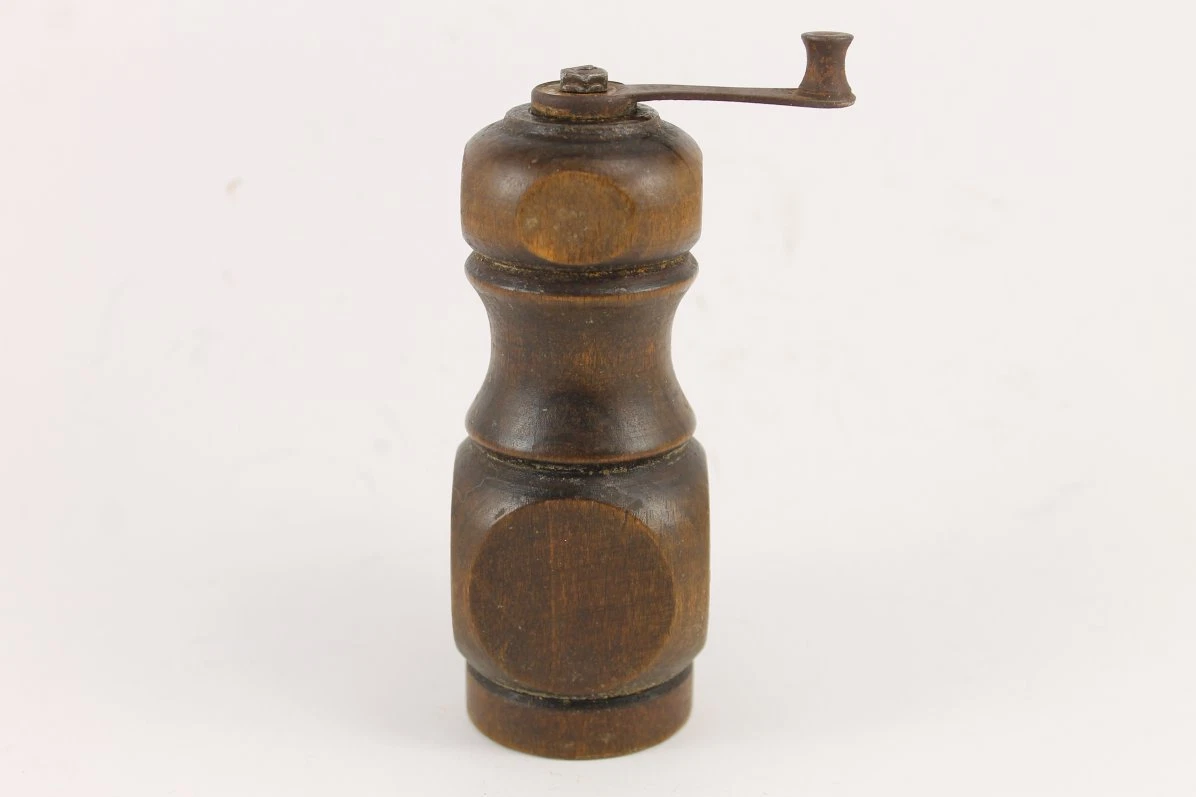 Antique Bulgarian Wooden Hand Crank Spice Grinder 1900's