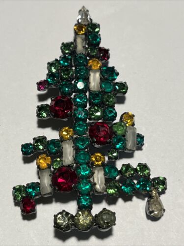 Vintage Austria Rhinestone Christmas Holiday Tree… - image 1