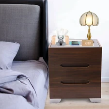 1x Modern Nightstand Table End Side Bedside Table Bedroom With 3 Drawers