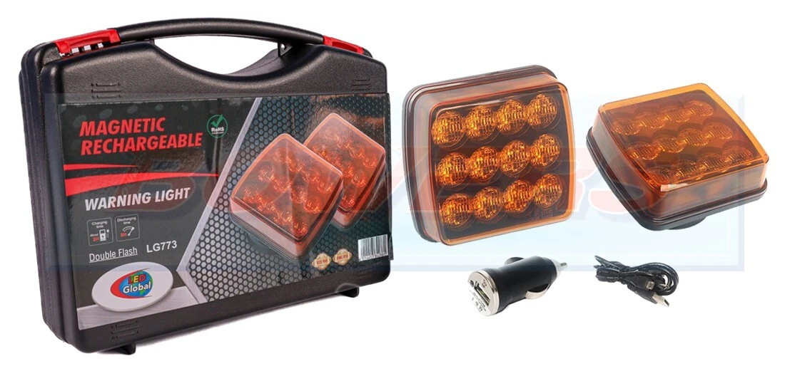 Wireless Rechargeable Magnetic LED R10 R65 Flashing Amber Warning Lights 12v 24v