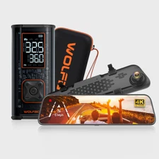 WOLFBOX G840S 12" Smart 4K Mirror Dash Cam Camera & 150PSI Car Tire Inflator
