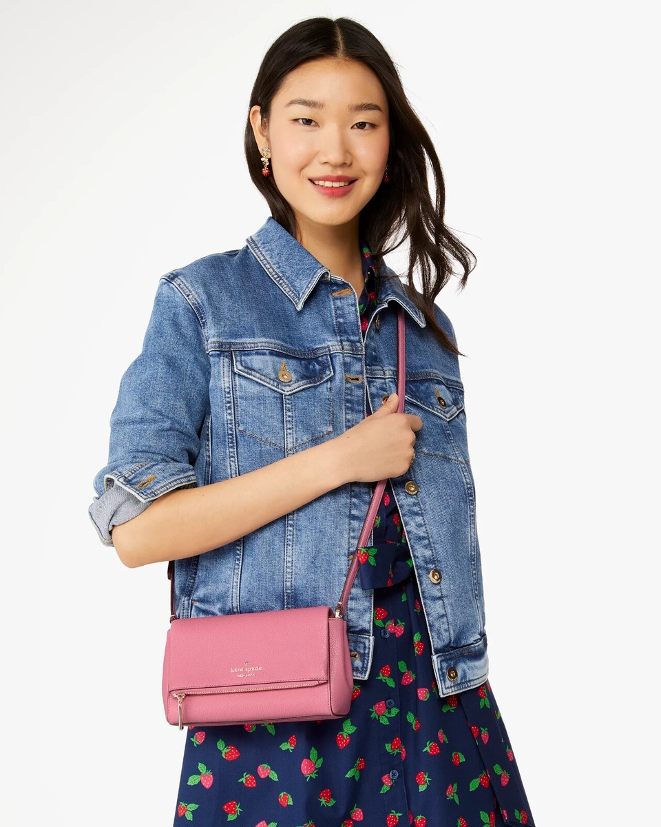 Kate Spade Leila Mini Zip Crossbody Bag Pink Leather Purse