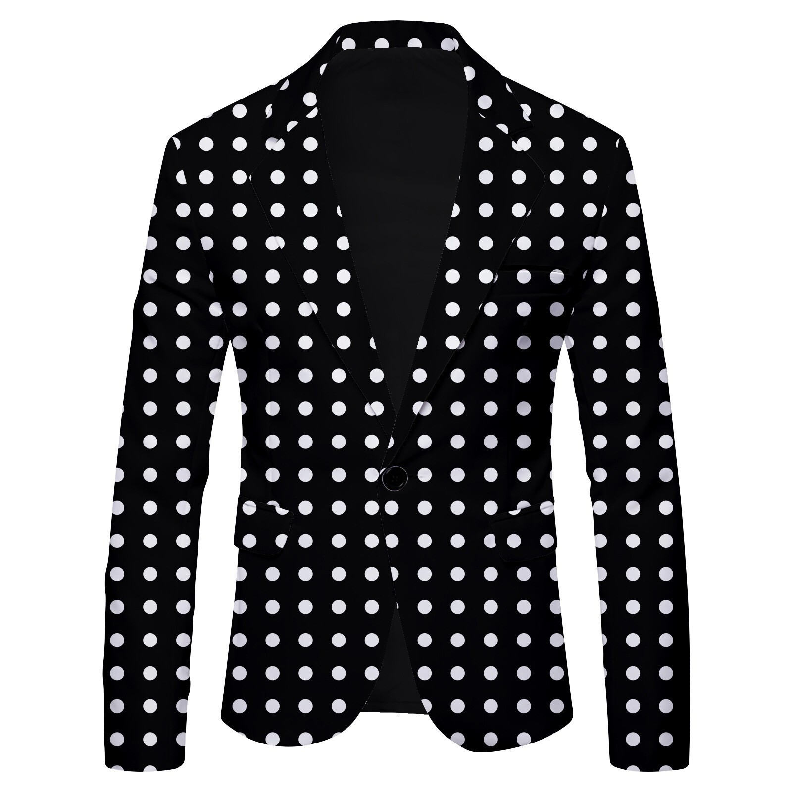 Men's Polka Dot Blazer One Button Dress Party Suit Jacket Notched Lapel