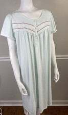 Vintage Large Baby Blue Shadowline Poly Cotton Nightgown Nightie Gown