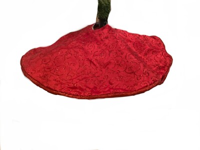 Red Glitter swirl Snowflake Christmas Tree Skirt 31  Snow  Fancy Elegant NEW