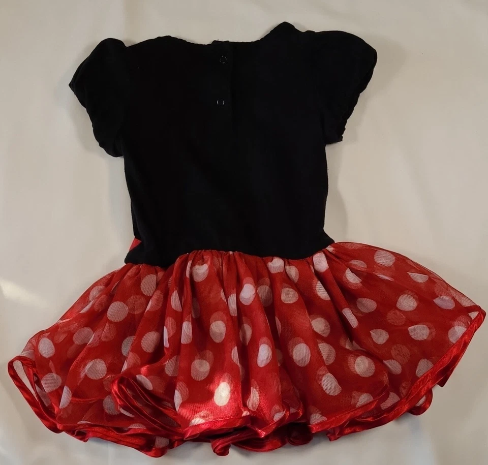Vintage Disney Baby Minnie Mouse Bodysuit Dress Size 9 Months ToysRUs Black Red - Image 2 of 4