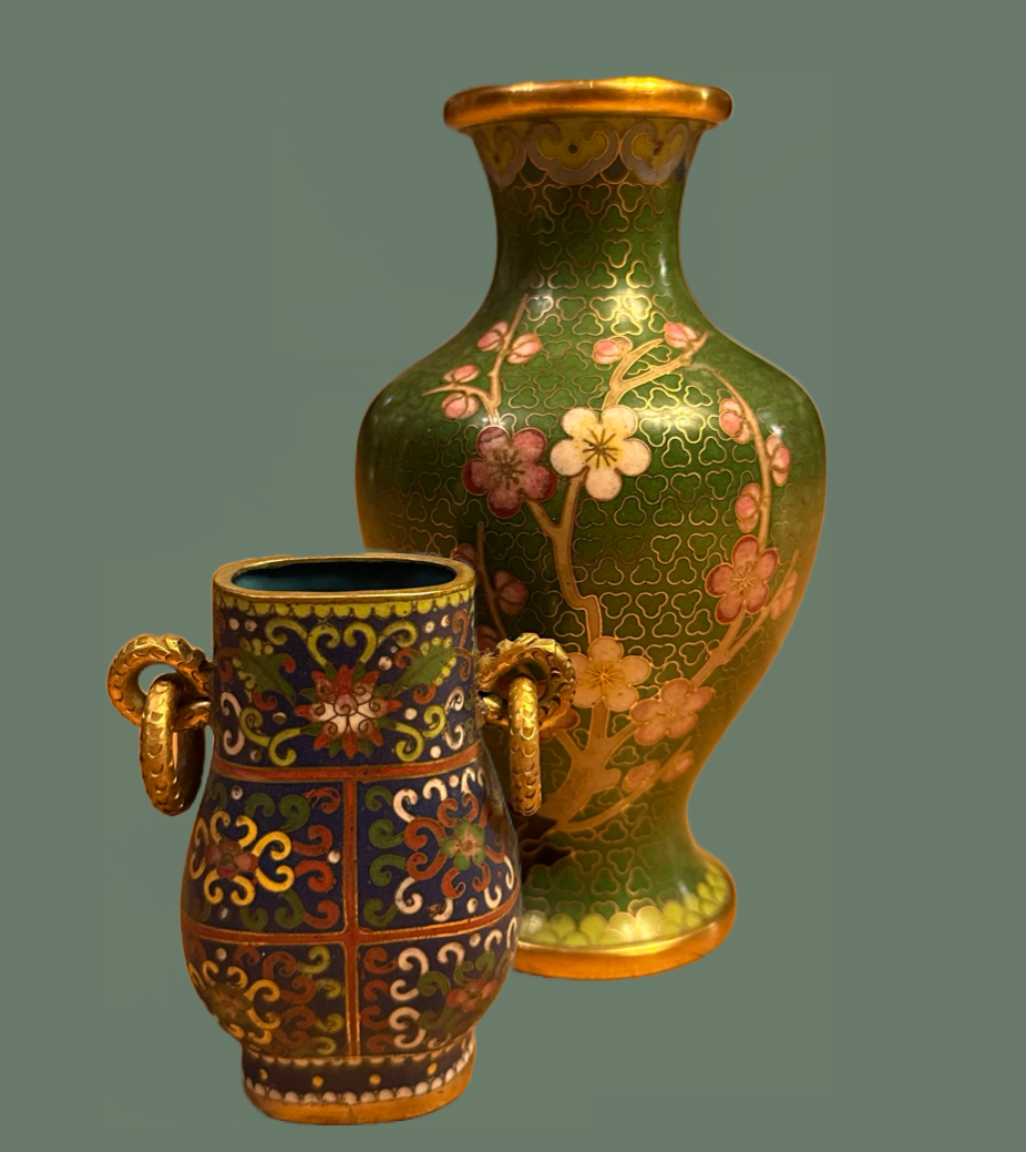 Pair Of Bronze Chinese Cloisonné Vases eBay