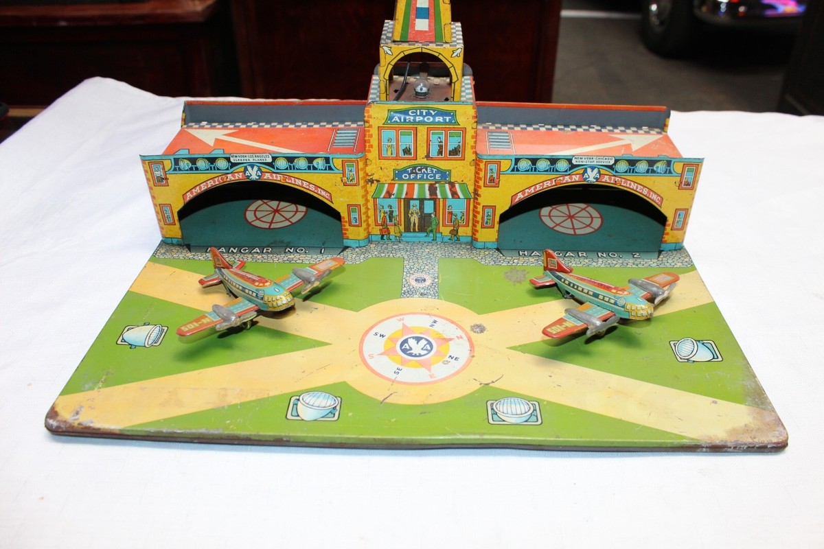 1930's-40's Wyandotte Tin Toy American Airlines City Airport 1930's-40's Wyandotte Tin Toy American Airlines City Airport