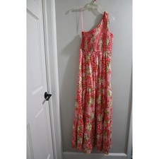 Flora Bea NYC Pink Floral One Shoulder Smocked Tiered Maxi Dress Small NWT
