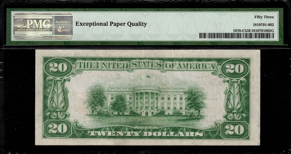 1929 $20 Federal Reserve Bank Note - Philadelphia - FR.1870-C - PMG 53 EPQ - Image 2 of 2