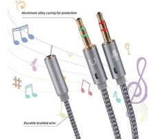 BTFO 2-in-1 Headphone  Microphone Splitter Cable, 3.5mm/0.14in Female To Dual M