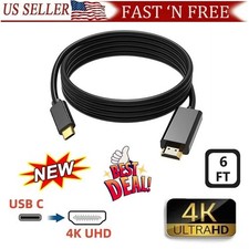 1pc USB C to 4K HDMI Cable Video Converter Adapter 6.48Ft Type C to HDMI 4K Cord