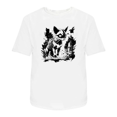 'Electro Cat In Cyber Punk City' Unisex T-Shirt - 100% Cotton, S-XXL (TA043632)