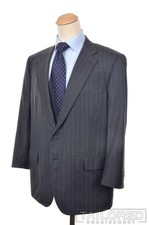 BROOKS BROTHERS GOLDEN FLEECE Gray Striped Saxxon Wool Jacket Pants SUIT - 46 R