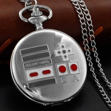 Silver Hunter Pocket Watch – Retro Gaming NES Memorabilia Gift for Him
