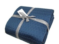West Elm Dark Blue Gramercy Full Queen Coverl...