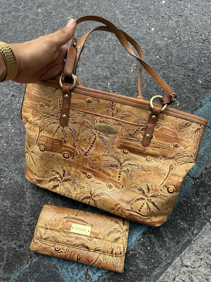 Brahmin Copa Cabana Copper Leather Shoulder Handbag Purse TOTE/ wallet Rare - Imagem 3 de 4