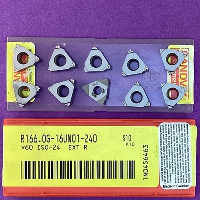10pc SANDVIK R166.0G - 16UN01-240 Carbide Thread Inserts S10🎯Machinist ...