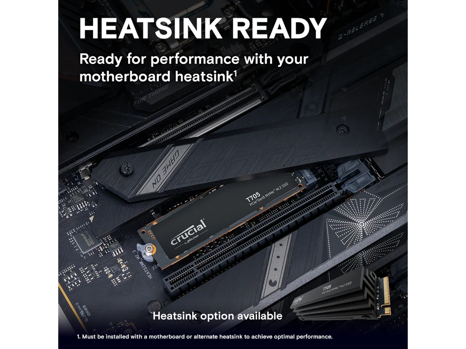 Crucial T705 1TB PCIe Gen5 NVMe M.2 SSD - Up to 13,600 MB/s - Game Ready - - Image 4 of 4