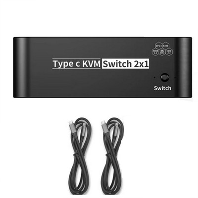 2 In 1 Out 100W 8K Type C KVM Switcher Splitter For 2 Computer 1 Monitor