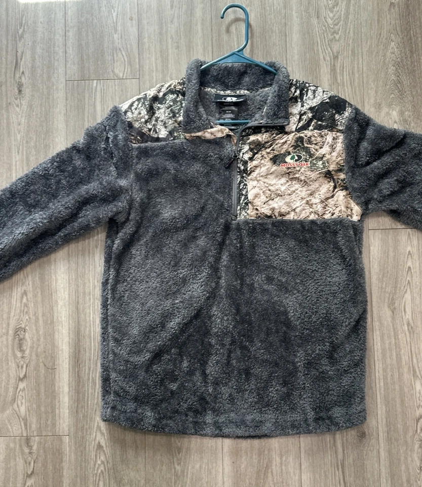 Mossy Oak Men’s Sherpa 1/4 Zip Pullover, Mossy Oak New Bottomland Medium - Image 2 of 4