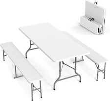 Set,3-Piece 2 Chair Picnic F Benches, Table Camping 6 Set VINGLI Feet with Table