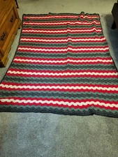  Afghan Colorful Chevron Crochet Throw Lap Handmade 70x50 Beautiful!