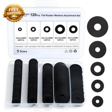 120Pcs Flat Rubber Washers Assortment Kit 16/18/20/25/30Mm Black Washer Vibratio