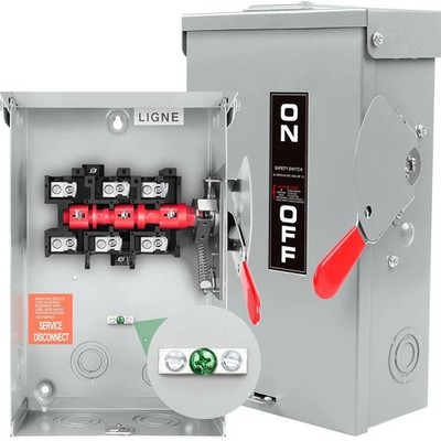 【Upgrade】 3P 60 Amp Disconnect,Disconnect Switch,Add Ground Design,Non-Fusible,N