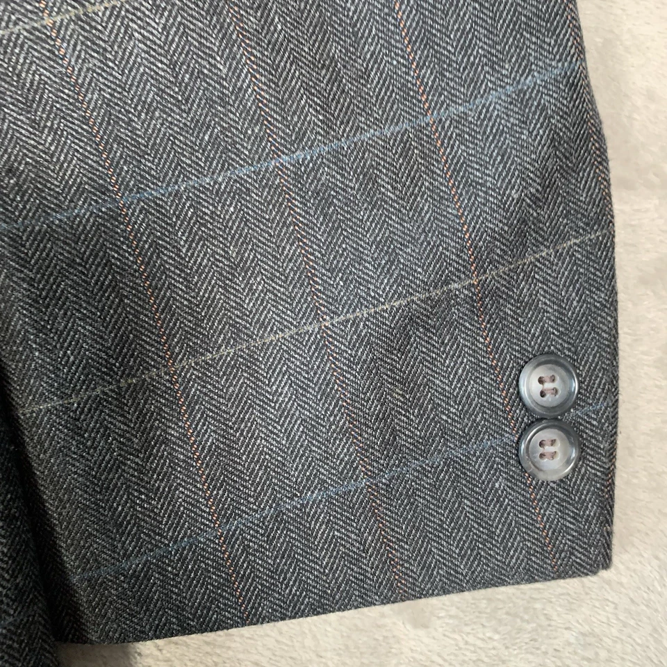 Traje Saxon Hawk 38 Gris 2 Piezas Lana Espiga Ventana Doble Pecho W32 31 Foto 4 de 4