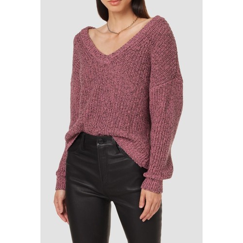 HUDSON Women's Pullover Sweater Medium Provence Pink Deep V Neck Soft Knit NWOT