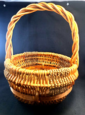 Vintage Hand-Woven Wicker Reed, Willow Seagrass Basket 10" 10" 13"