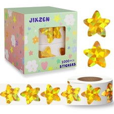 1000 PCS Gold Star Stickers for Kids Reward, Holographic 1.0 Inch Gold Stars