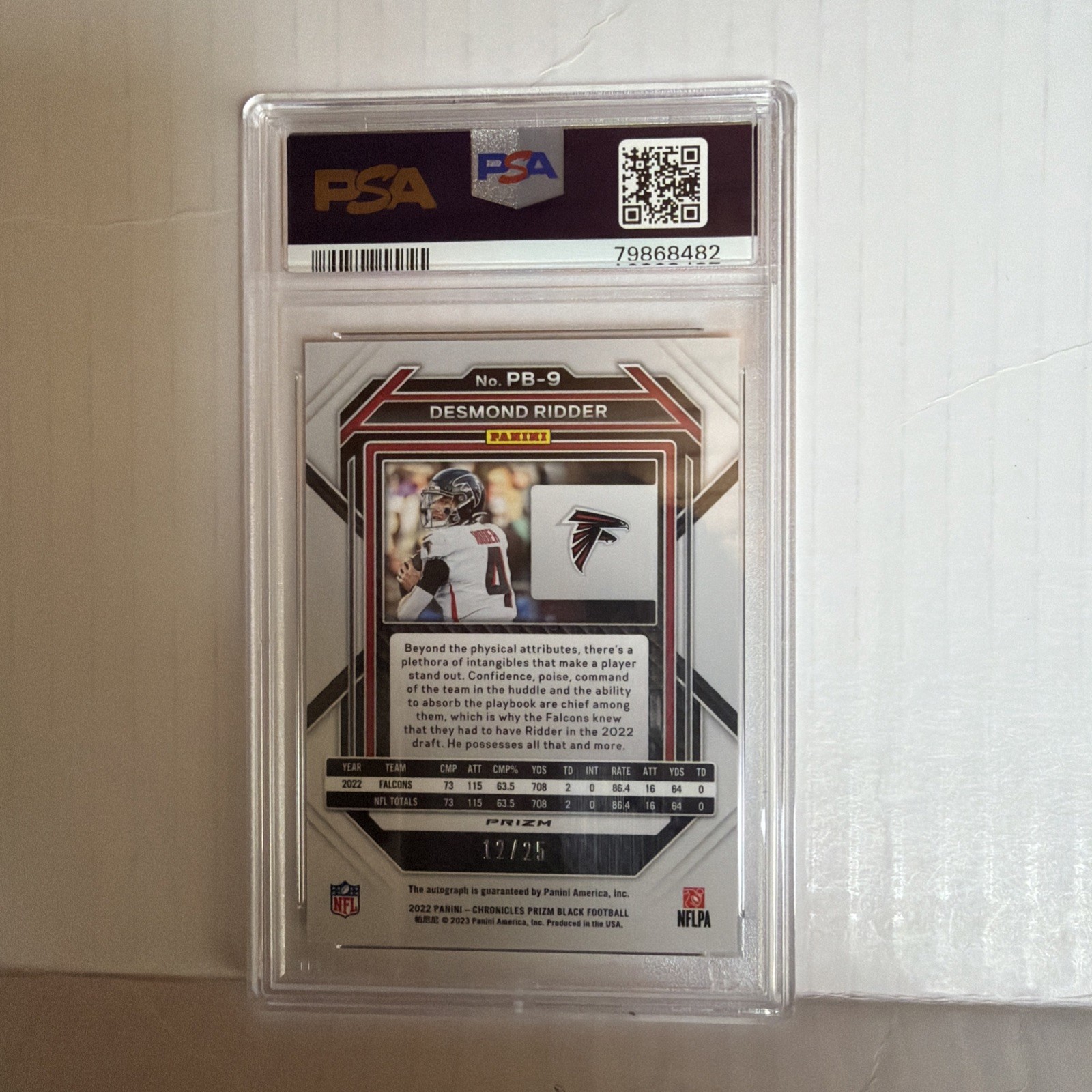 2022 Panini Chronicles Prizm Desmond Ridder Autograph /25 PSA 9 AUTO PSA 10 view 2
