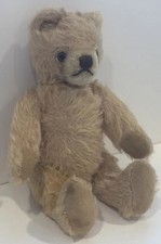 Steiff Antique White Mohair Teddy Bear Glass Brown Eyes Stitched Nose 9 Inches