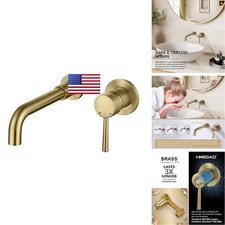 HMEGAO Wall Mount Bathroom Faucet Brushed Gold Bathroom Faucet Bathroom Sink