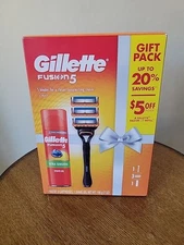 GILLETTE Fusion 5 Gift Set (1) Razor Men (3) 5 Blade Cartridges & (1) Shave Gel